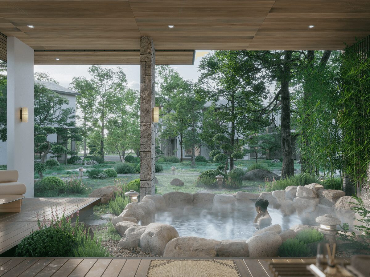 Bể khoáng tại các căn biệt thự Onsen Village – Ecovillage có gì?