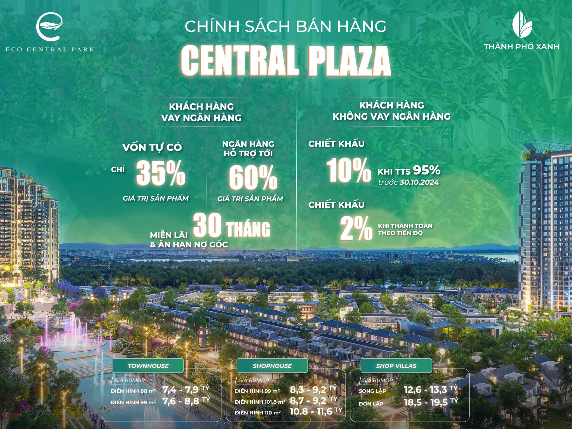 Chính sách bán hàng hấp dẫn của phân khu Central Plaza